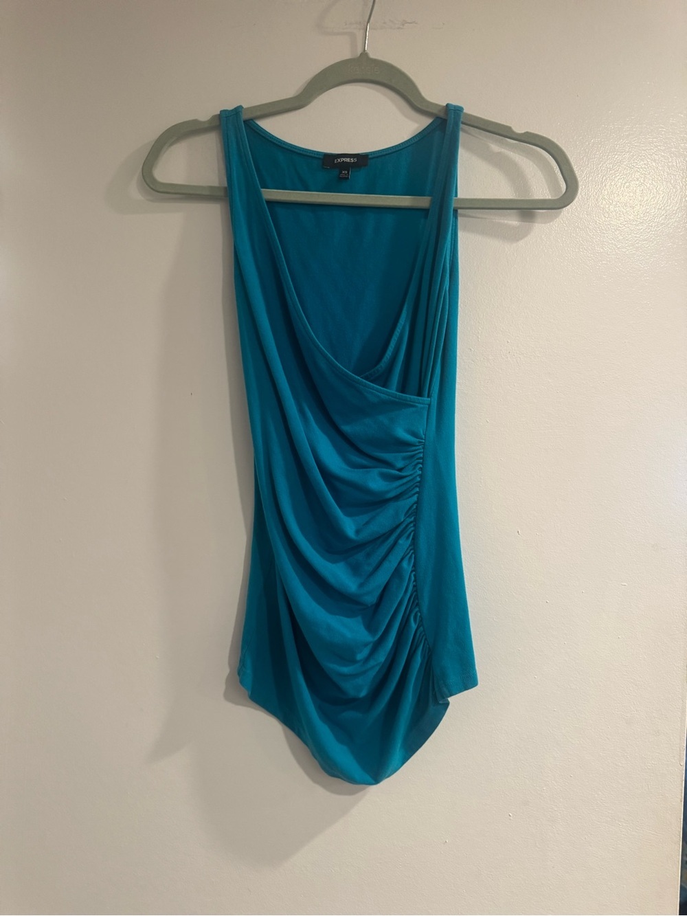 Y2K Express Teal Crewneck Tank Top XS Sleeveless Fitted 2000s
